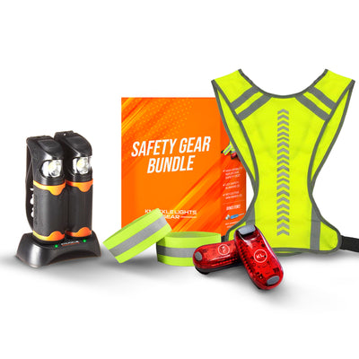 Safety gear reflective vest and red clip on blinkers